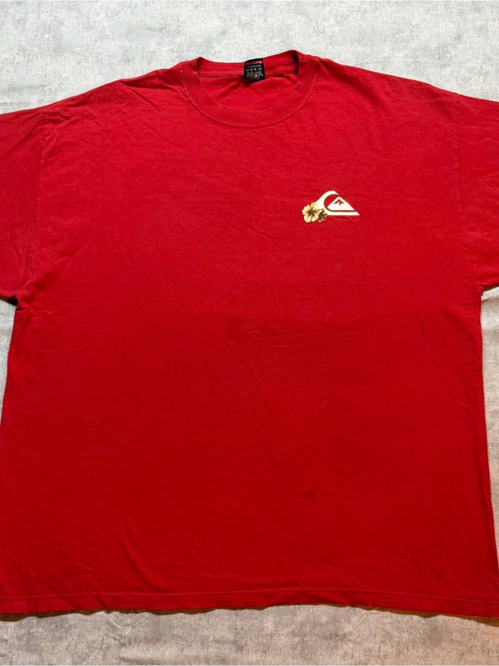 Vintage Quiksilver Floral Short Sleeve T Shirt Mens XXL Red Surfing Y2K